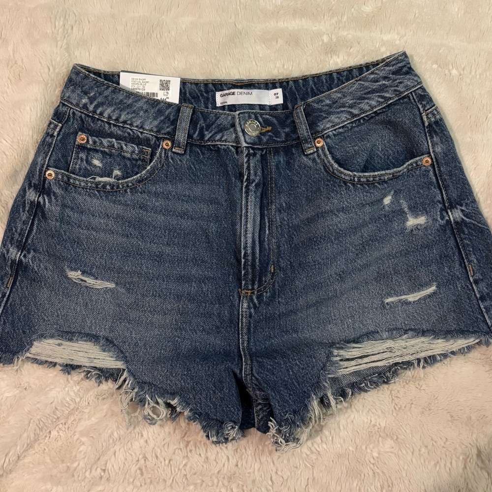 Garage Blue Distressed Jean Shorts